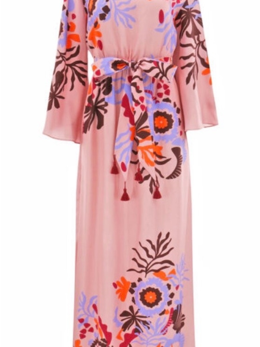 100% Silk NWT Figue Christy Pink Floral Print Maxi/midi dress.